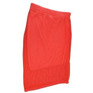 Shop WTD Neon Coral Pink Fishnet Mesh Pencil Skirt Womens M Bodycon Festival